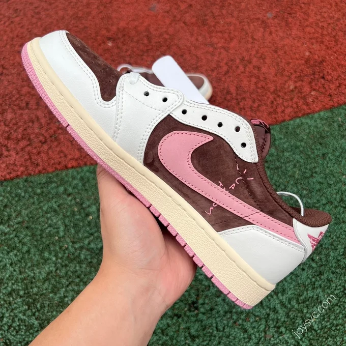 Travis Scott x Air Jordan 1 Low White Burgundy Pink DZ4137-206