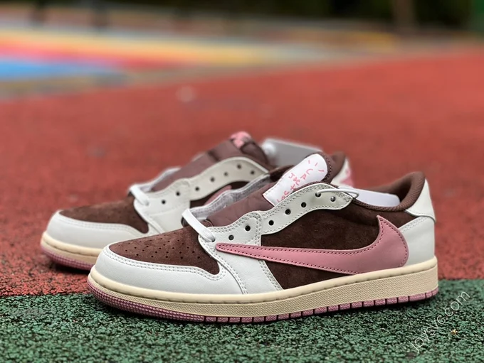 Travis Scott x Air Jordan 1 Low White Burgundy Pink DZ4137-206