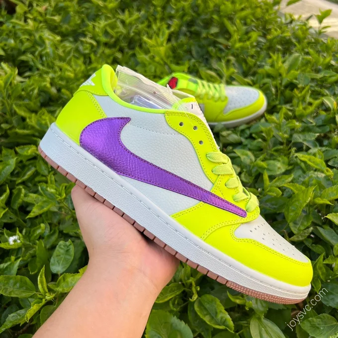 Travis Scott x Air Jordan 1 Low Golf White Purple Neon Green DM7866-666