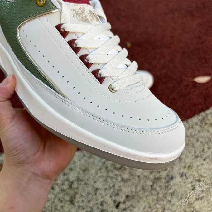 Air Jordan 2 Low White Green Red Retro Basketball Shoe FJ6871-100