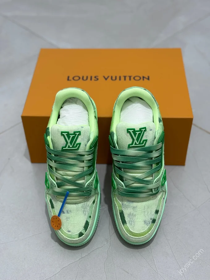 LV Trainer Green Denim