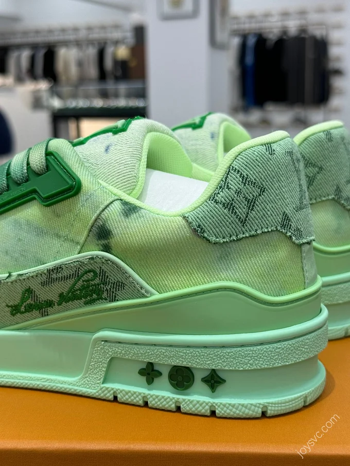 LV Trainer Green Denim