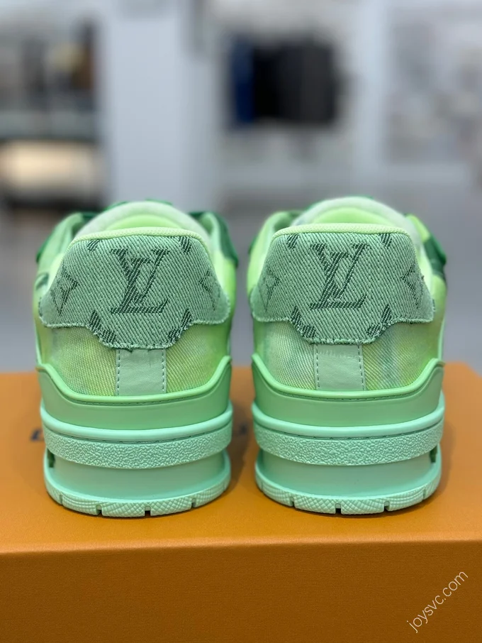 LV Trainer Green Denim