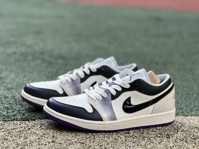 Air Jordan 1 Low White Black Purple Sneakers HF5759-101