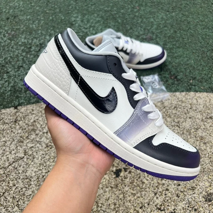 Air Jordan 1 Low White Black Purple Sneakers HF5759-101