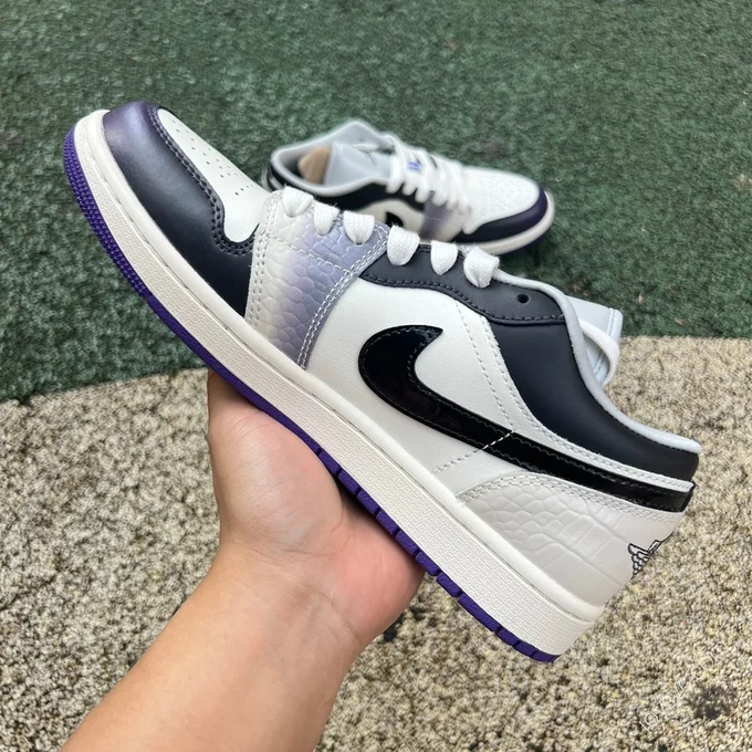 Air Jordan 1 Low White Black Purple Sneakers HF5759-101