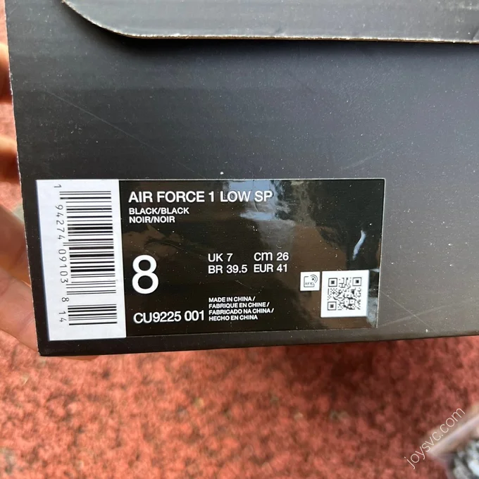 Supreme x Nike Air Force 1 Black CU9225-001