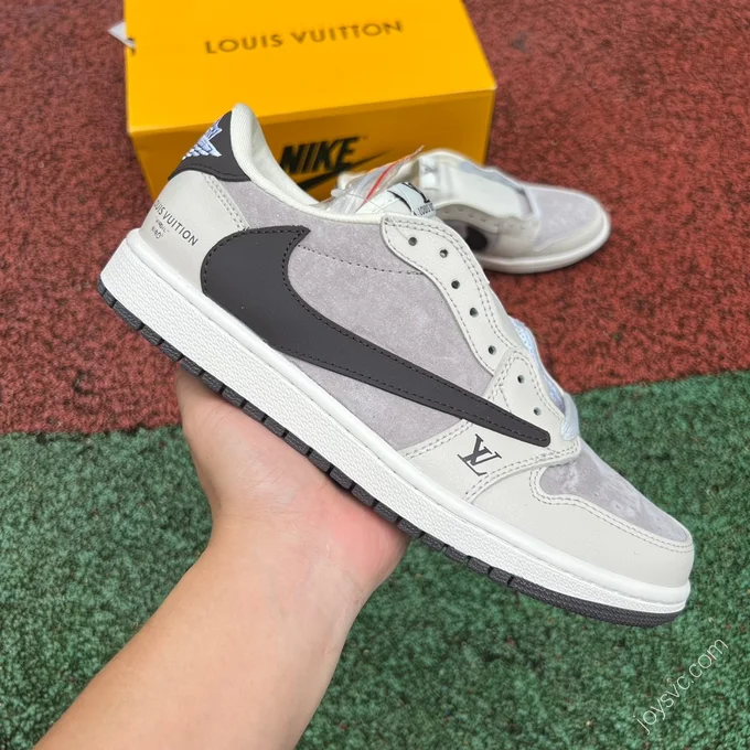 Louis Vuitton x Travis Scott x Air Jordan 1 Low Grey Black Sneakers LX1988-10