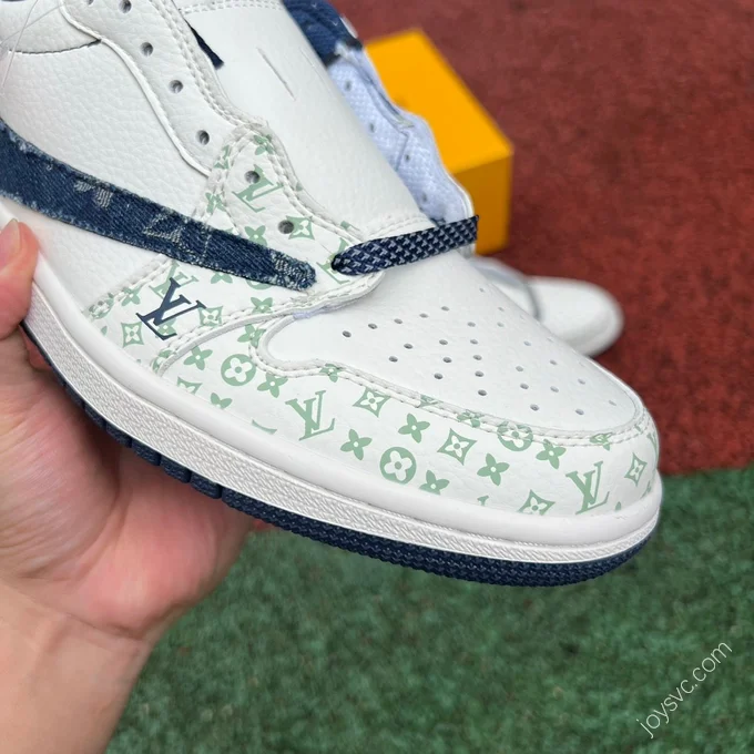 Louis Vuitton x Travis Scott x Air Jordan 1 Low Blue White Sneakers sj2068-004