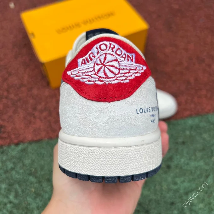 Louis Vuitton x Travis Scott x Air Jordan 1 Low Blue Red White Sneakers YQ2088-688