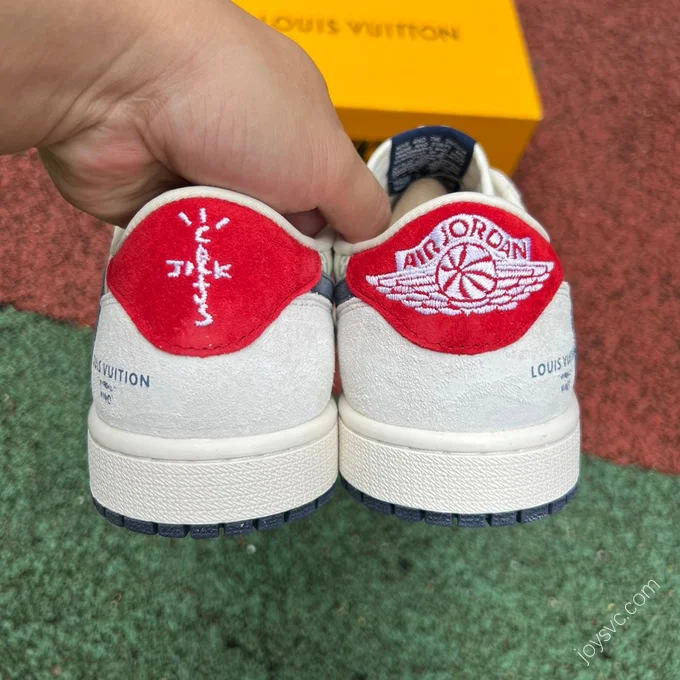 Louis Vuitton x Travis Scott x Air Jordan 1 Low Blue Red White Sneakers YQ2088-688