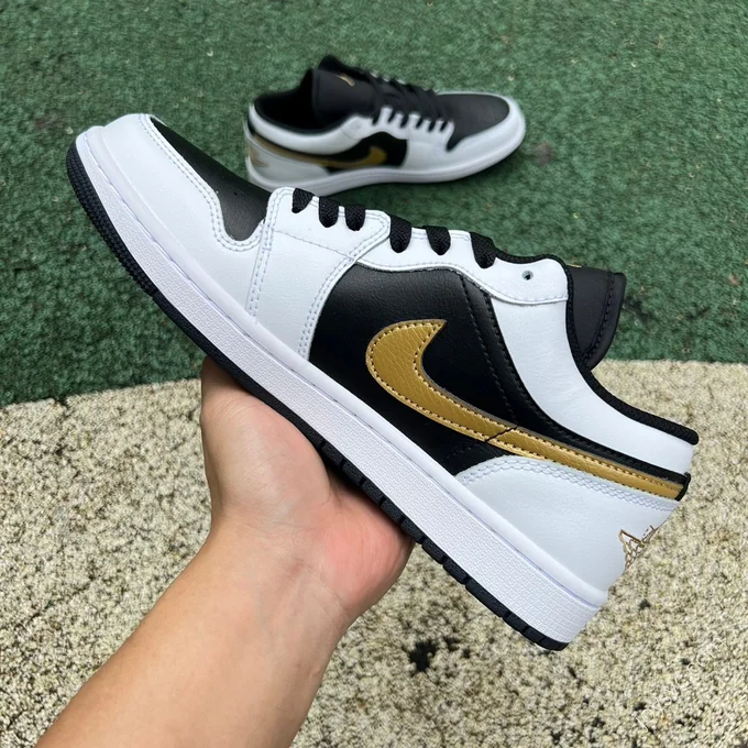 Air Jordan 1 Low White Black Gold 553558-172