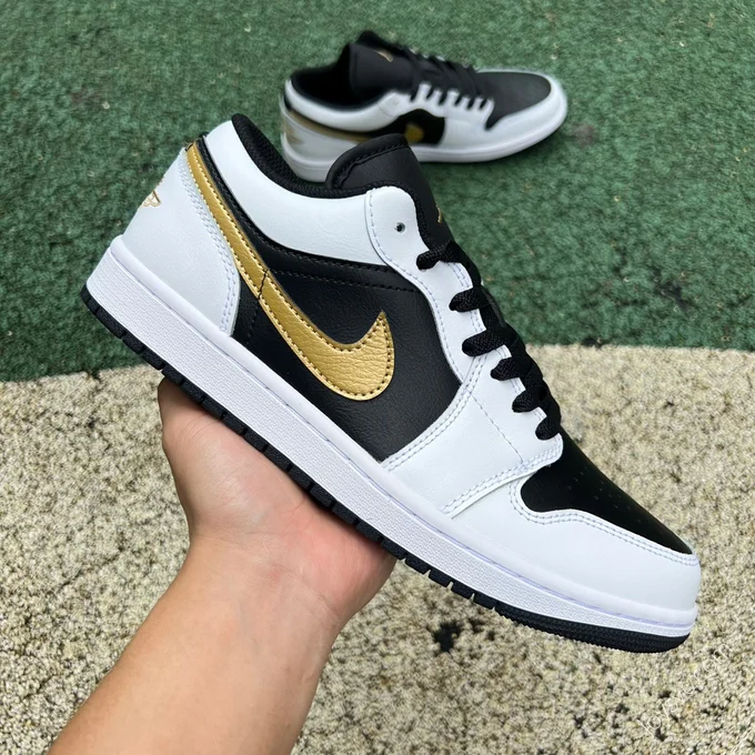 Air Jordan 1 Low White Black Gold 553558-172