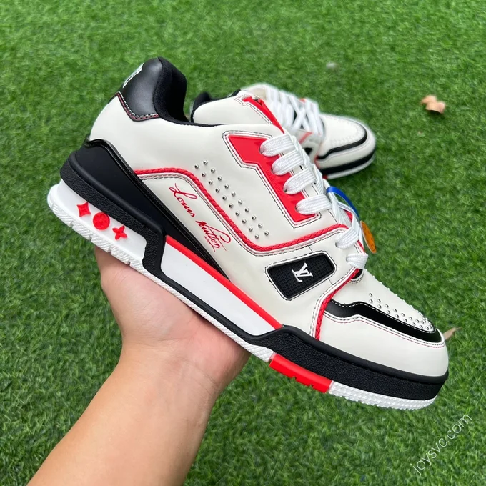 LOUIS VUITTON Trainer White Black Red