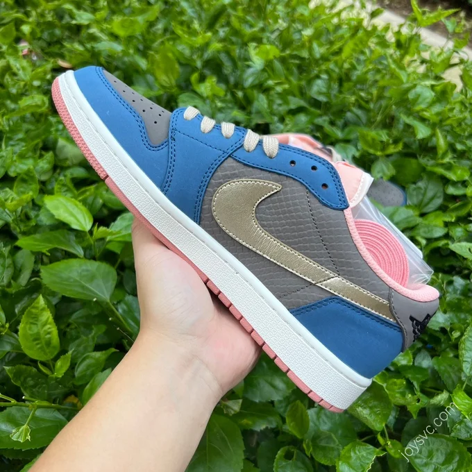 Travis Scott x Air Jordan 1 Low Monkey Gray Blue Pink DM7866-669