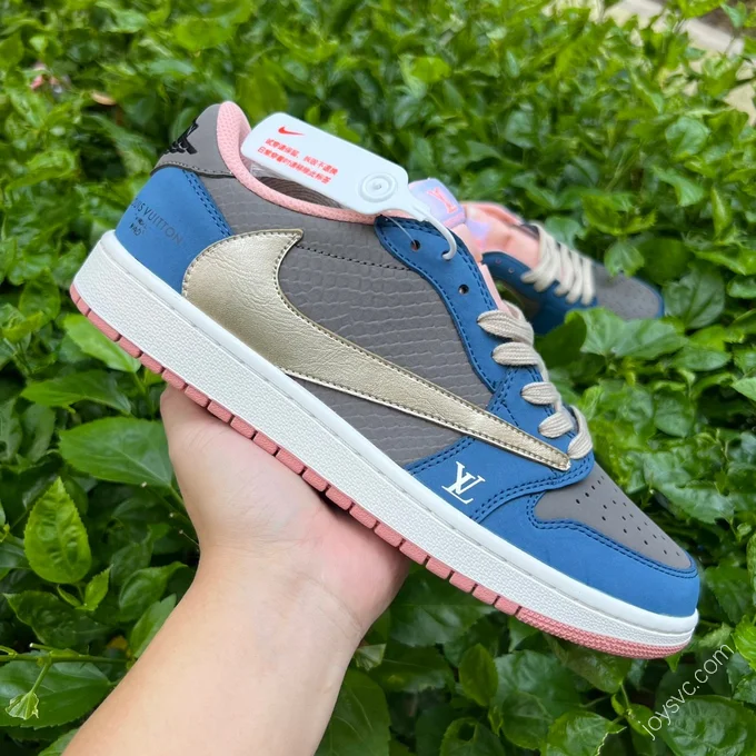 Travis Scott x Air Jordan 1 Low Monkey Gray Blue Pink DM7866-669