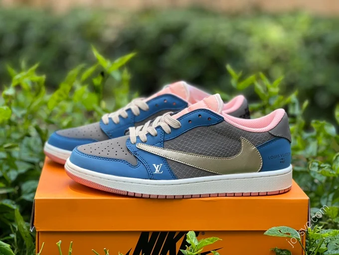 Travis Scott x Air Jordan 1 Low Monkey Gray Blue Pink DM7866-669