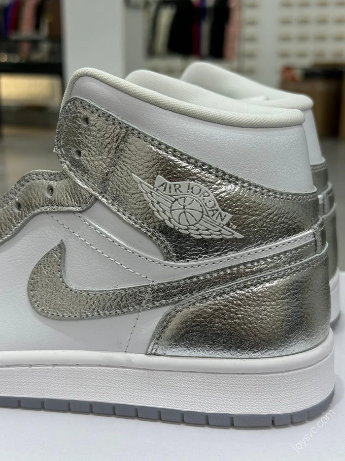 Air Jordan 1 Mid Silver White Sneakers FN5031-100