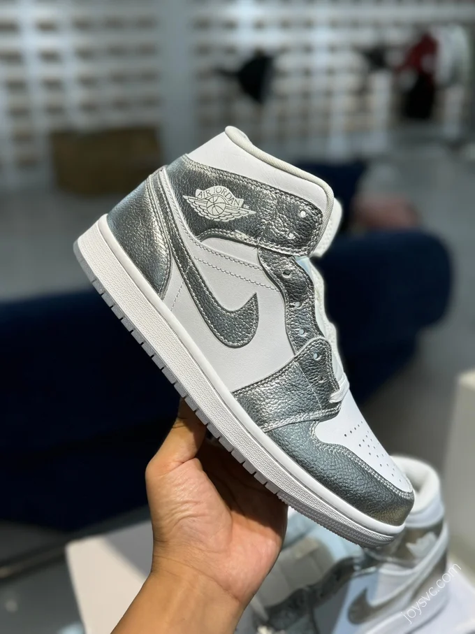 Air Jordan 1 Mid Silver White Sneakers FN5031-100