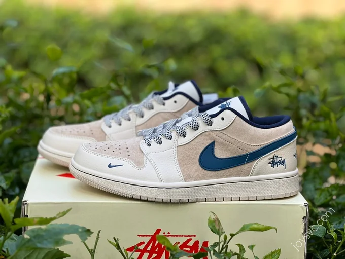 Air Jordan 1 Low White Brown Blue Sneakers SJ9950-027