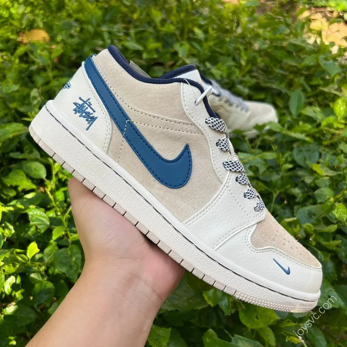 Air Jordan 1 Low White Brown Blue Sneakers SJ9950-027