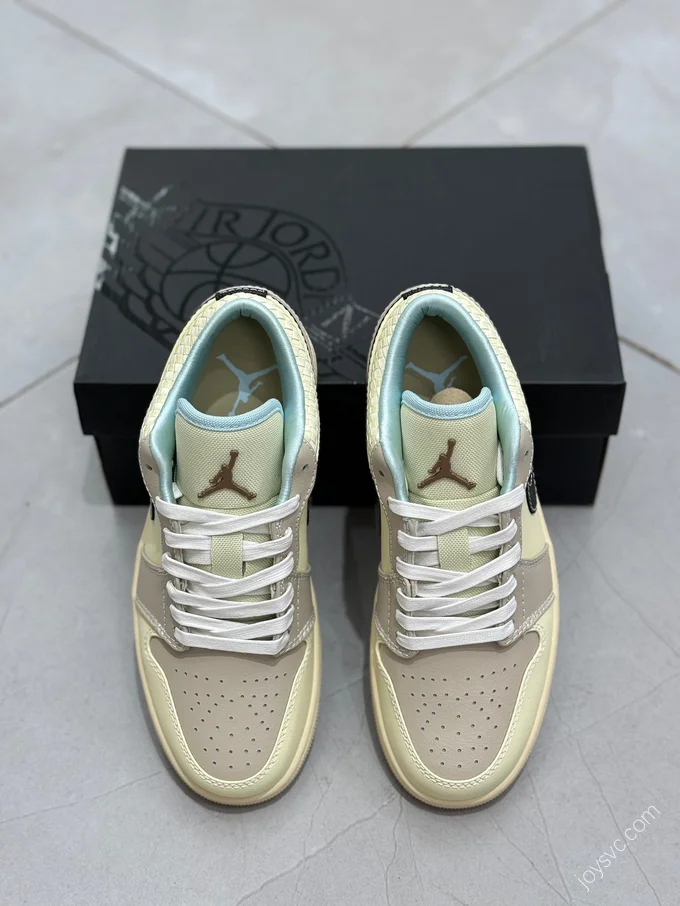 Air Jordan 1 Low Beige Brown Woven Sneakers HQ3440-101