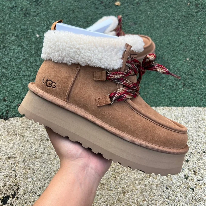 UGG Brown Platform Slides