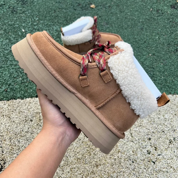 UGG Brown Platform Slides