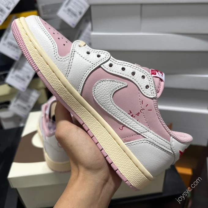 Travis Scott x Air Jordan 1 Low Pink White Sneakers DM7866-600