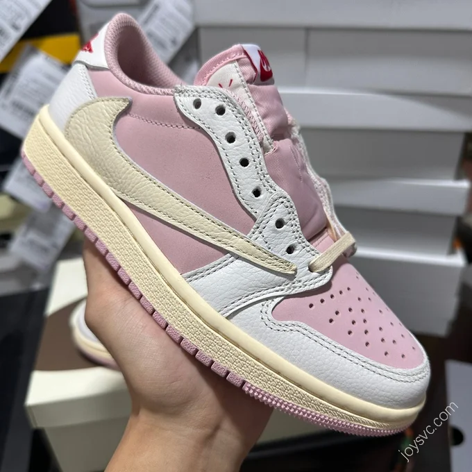 Travis Scott x Air Jordan 1 Low Pink White Sneakers DM7866-600