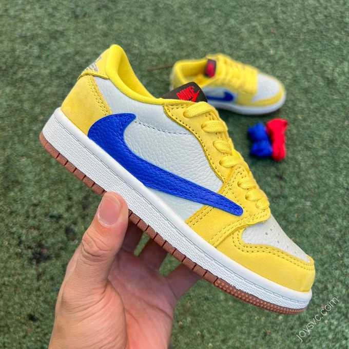 Travis Scott x Air Jordan 1 Low Yellow Blue Kids DZ5909-700