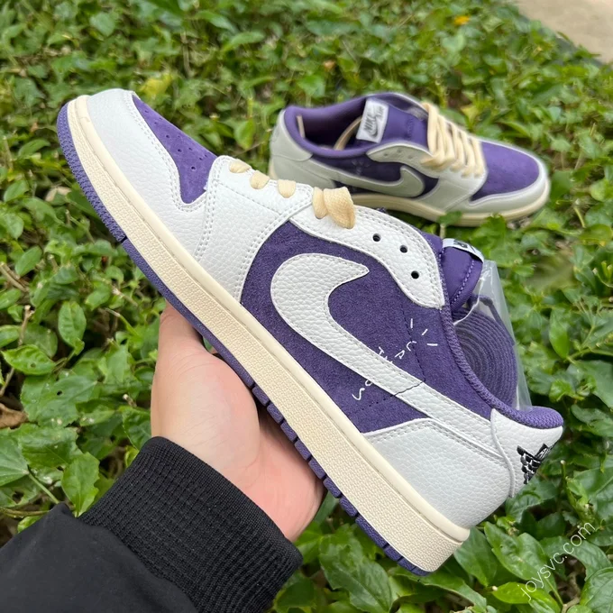 Travis Scott x Air Jordan 1 Low White Purple CQ4277-117