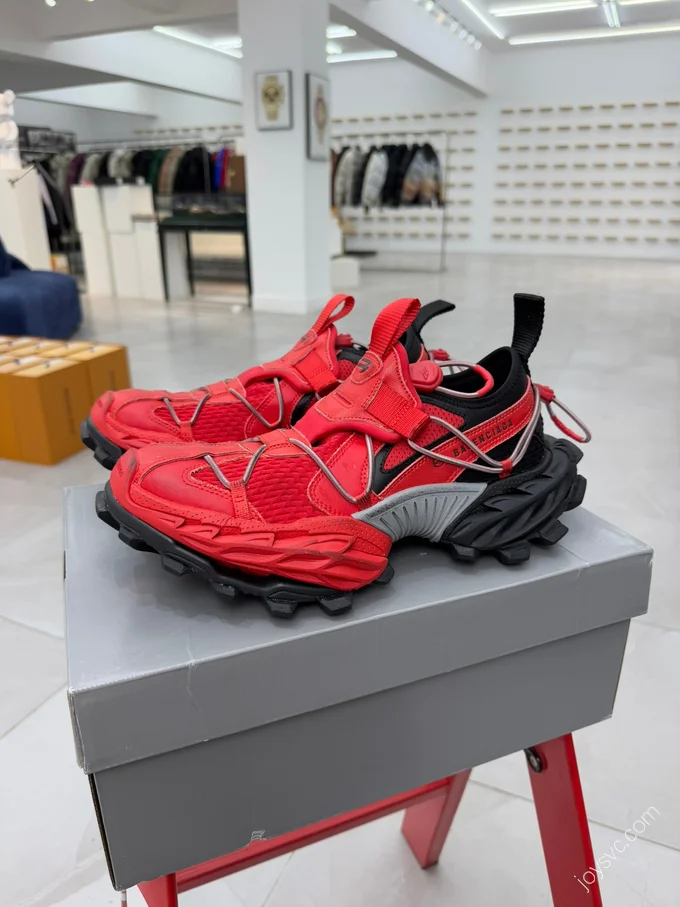 Balenciaga 18XL Hiking Boots Red Black