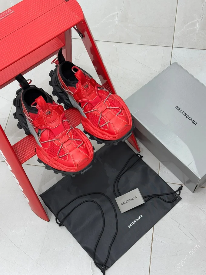 Balenciaga 18XL Hiking Boots Red Black