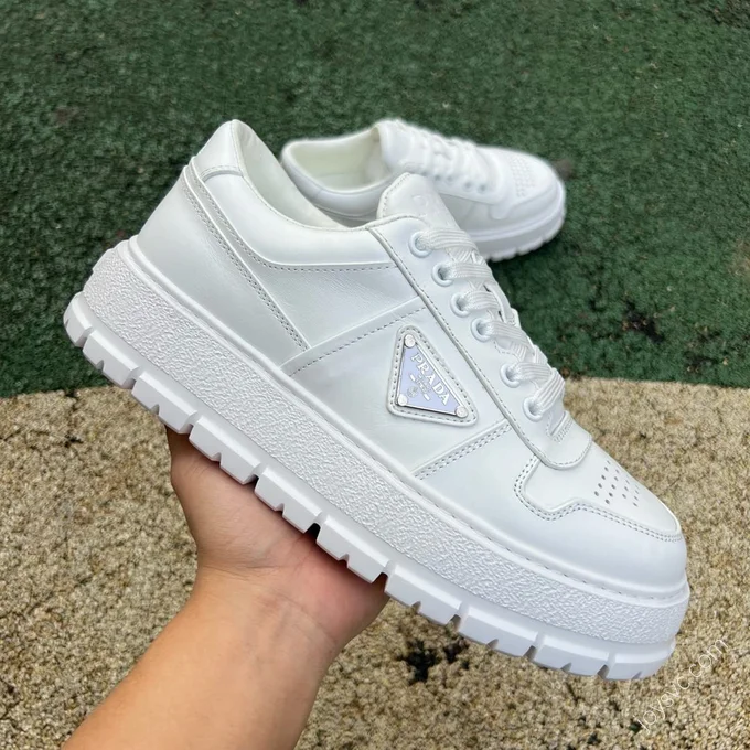 Prada White Leather Sneakers