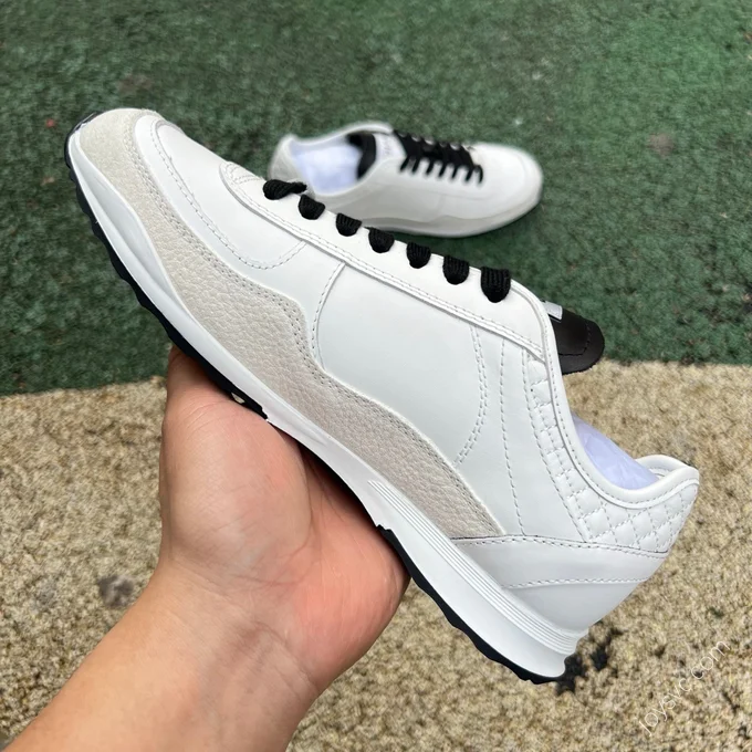 CHANEL White Grey Black Leather