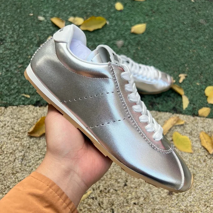 MIU MIU Plume Silver Leather Sneakers