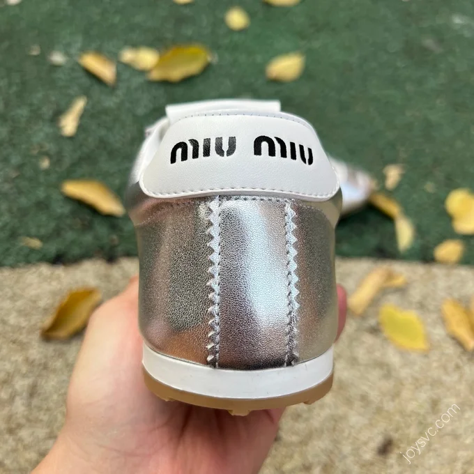 MIU MIU Plume Silver Leather Sneakers