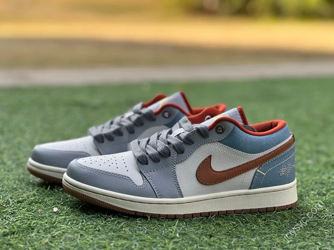 Air Jordan 1 Low White Grey Blue Orange Shoes FZ5045-091